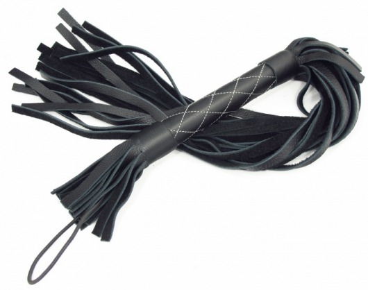 Аккуратная чёрная плетка  из натуральной кожи - БДСМ Арсенал - купить с доставкой в Нижнем Новгороде