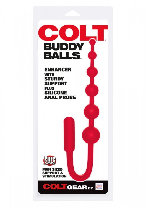 Красный анальный стимулятор COLT BUDDY BALLS - 18,5 см. - California Exotic Novelties