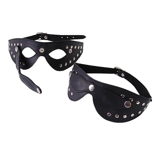 Чёрная кожаная маска с велюровой подкладкой - Sitabella - купить с доставкой в Нижнем Новгороде