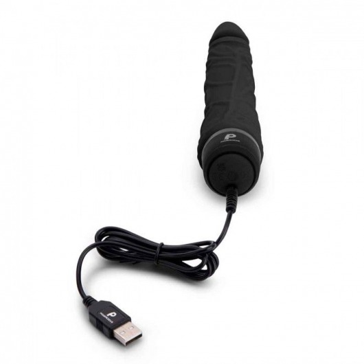 Черный вибратор-реалистик 7  Realistic Vibrator - 20 см. - PowerCocks