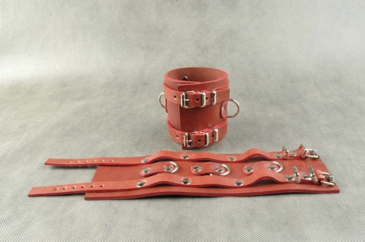 Широкие красные не подшитые наручники - Beastly - купить с доставкой в Нижнем Новгороде