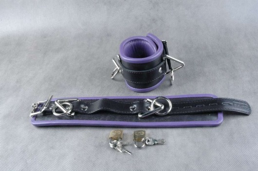 Чёрные подвёрнутые наножники с фиолетовым подкладом - Beastly - купить с доставкой в Нижнем Новгороде
