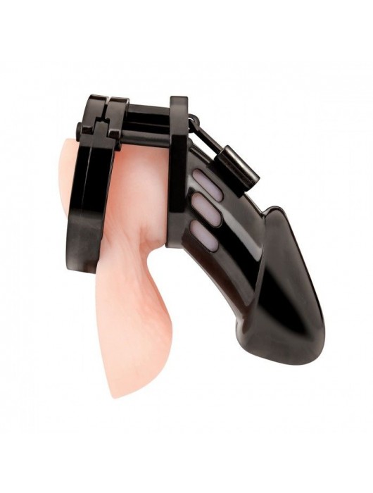 Черная акриловая клетка целомудрия для члена с замком - BlueLine - купить с доставкой в Нижнем Новгороде