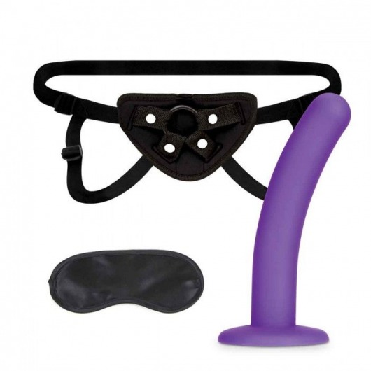 Фиолетовый поясной фаллоимитатор Strap on Harness   5in Dildo Set - 12,25 см. - Lux Fetish - купить с доставкой в Нижнем Новгороде