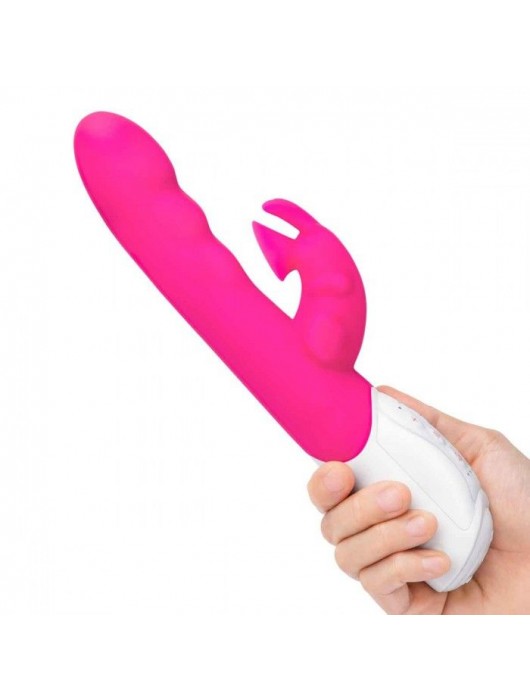 Розовый вибромассажер с клиторальной стимуляцией Clitoral Suction Rabbit - 24,5 см. - Rabbit Essentials