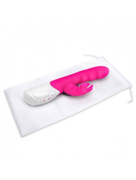 Розовый вибромассажер с клиторальной стимуляцией Clitoral Suction Rabbit - 24,5 см. - Rabbit Essentials