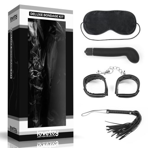 БДСМ-набор Deluxe Bondage Kit: маска, вибратор, наручники, плётка - Lovetoy - купить с доставкой в Нижнем Новгороде