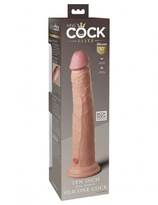Телесный фаллоимитатор-реалистик King Cock Ellite Dual Density - 25,5 см. - Pipedream