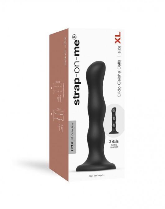 Черная насадка Strap-On-Me Dildo Geisha Balls size XL - Strap-on-me - купить с доставкой в Нижнем Новгороде