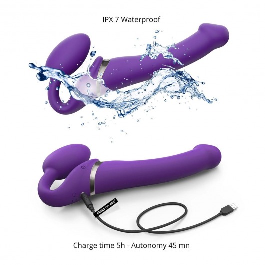 Фиолетовый безремневой вибрострапон Silicone Bendable Strap-On - size XL - Strap-on-me - купить с доставкой в Нижнем Новгороде