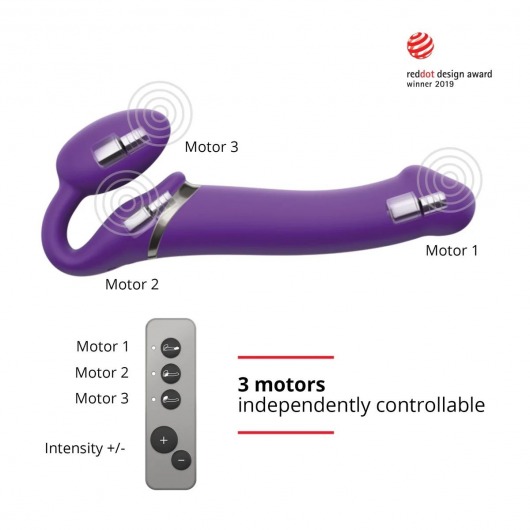Фиолетовый безремневой вибрострапон Silicone Bendable Strap-On - size XL - Strap-on-me - купить с доставкой в Нижнем Новгороде