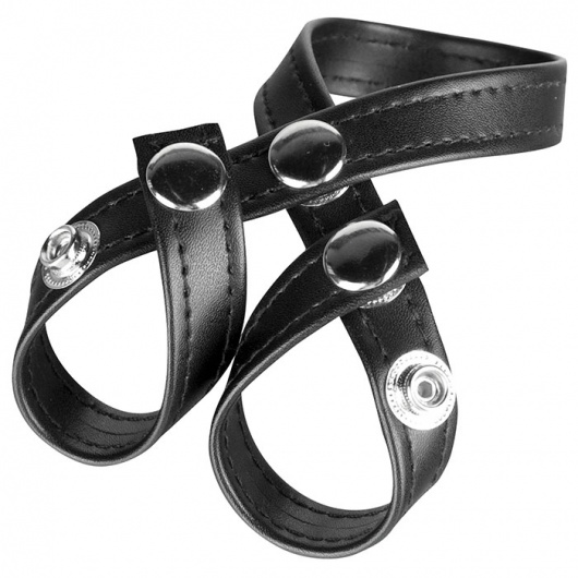 Разделитель мошонки из искусственной кожи на клепках 8 STYLE BALL DIVIDER - BlueLine - купить с доставкой в Нижнем Новгороде