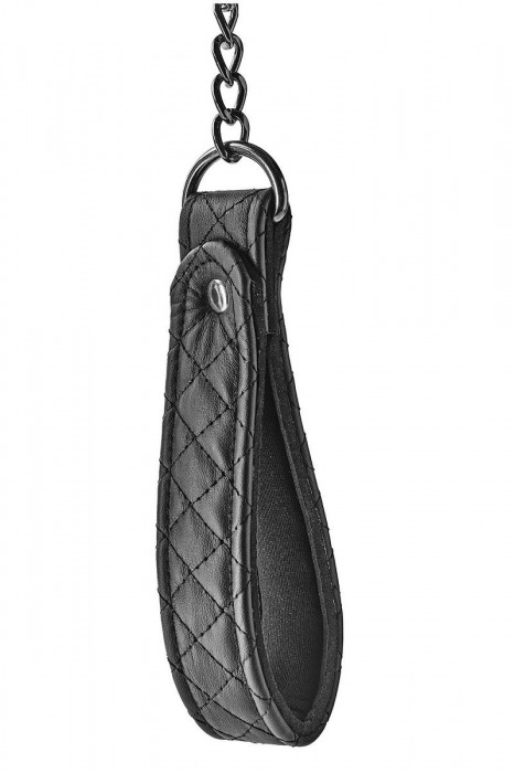 Черный ошейник с поводком COLLAR LEASH DIAMOND - Dream Toys - купить с доставкой в Нижнем Новгороде