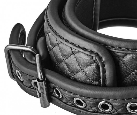 Черный ошейник с поводком COLLAR LEASH DIAMOND - Dream Toys - купить с доставкой в Нижнем Новгороде