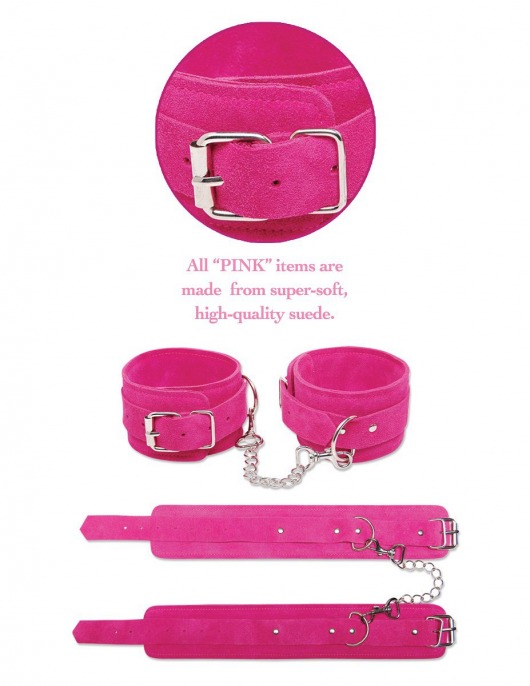 Розовые замшевые наручники PINK WRIST CUFFS - Pipedream - купить с доставкой в Нижнем Новгороде