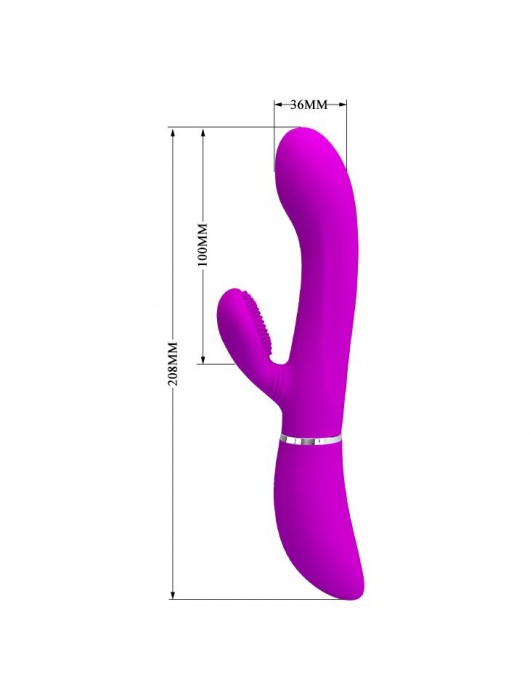 Лиловый вибратор-кролик с подвижной клиторальной щеточкой Clitoris Vibrator - 20,8 см. - Baile