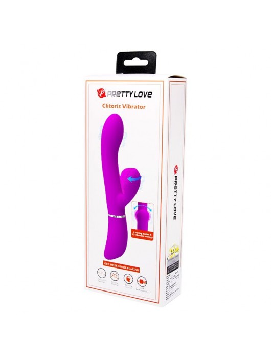 Лиловый вибратор-кролик с подвижной клиторальной щеточкой Clitoris Vibrator - 20,8 см. - Baile