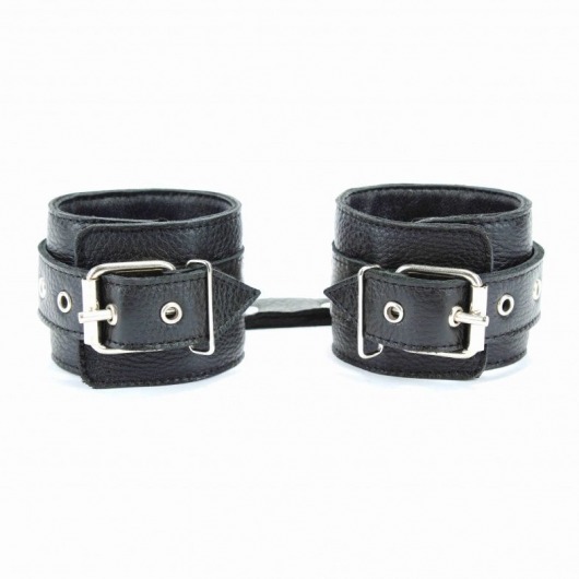 Чёрные кожаные оковы с клепками - БДСМ Арсенал - купить с доставкой в Нижнем Новгороде