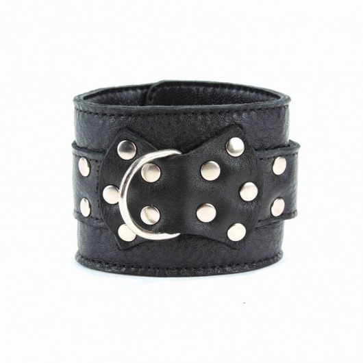 Чёрные кожаные оковы с клепками - БДСМ Арсенал - купить с доставкой в Нижнем Новгороде