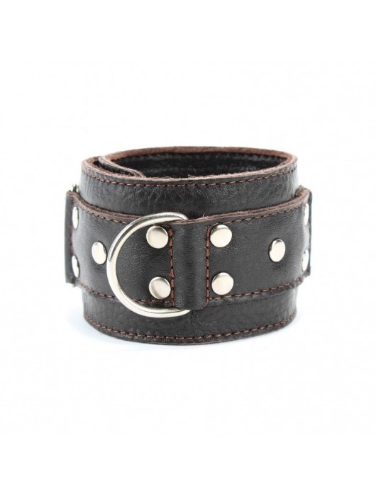 Коричневые кожаные оковы с клепками - БДСМ Арсенал - купить с доставкой в Нижнем Новгороде