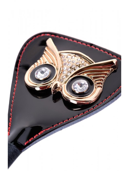 Чёрный стек с совой на кожаном наконечнике - 24 см. - ToyFa - купить с доставкой в Нижнем Новгороде