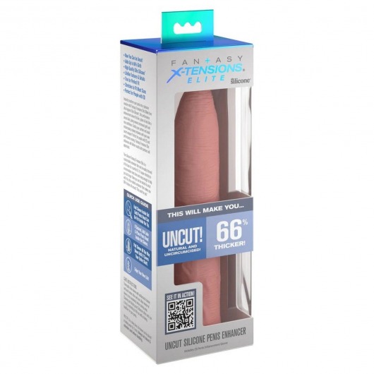 Телесная насадка-удлинитель Uncut Silicone Penis Enhancer - 17,8 см. - Pipedream - в Нижнем Новгороде купить с доставкой