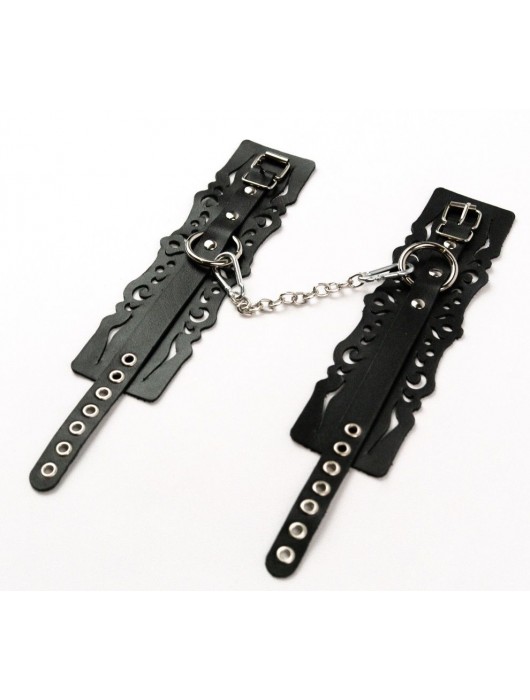 Узорчатые кожаные оковы с регулируемыми ремешками - Crazy Handmade - купить с доставкой в Нижнем Новгороде