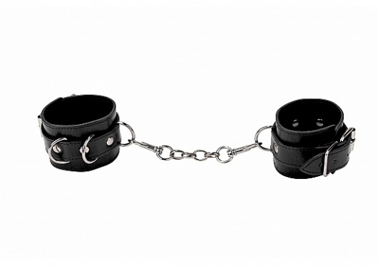 Черные кожаные наручники с заклепками - Shots Media BV - купить с доставкой в Нижнем Новгороде