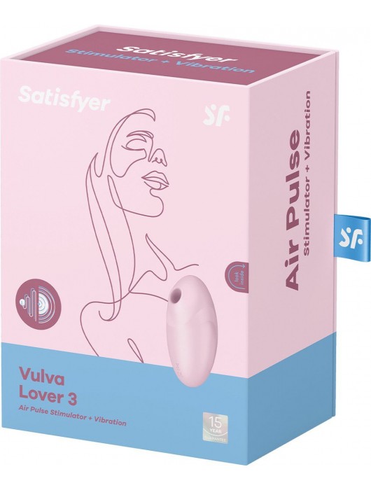 Розовый вакуум-волновой стимулятор с вибрацией Vulva Lover 3 - Satisfyer