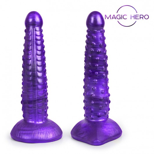 Фиолетовый фантазийный фаллоимитатор с пупырышками - 25 см. - Bior toys