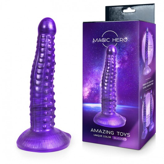 Фиолетовый фантазийный фаллоимитатор с пупырышками - 25 см. - Bior toys