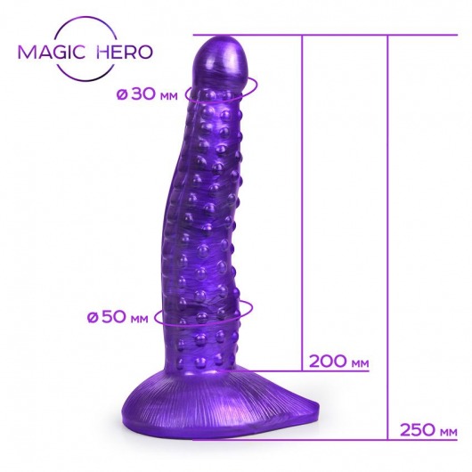 Фиолетовый фантазийный фаллоимитатор с пупырышками - 25 см. - Bior toys