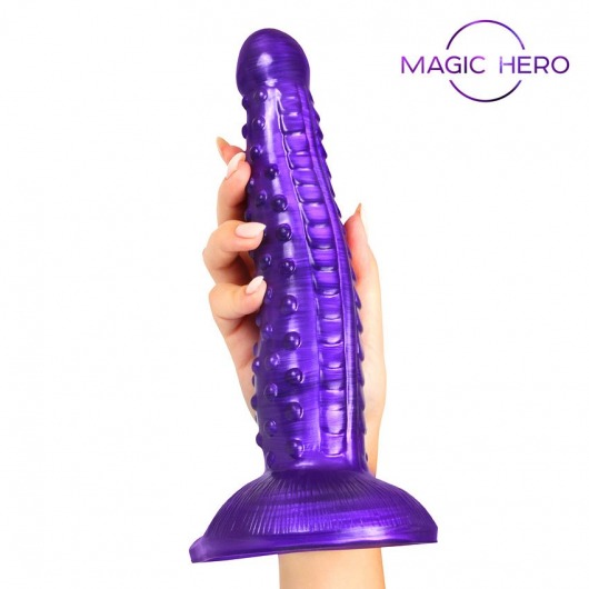 Фиолетовый фантазийный фаллоимитатор с пупырышками - 25 см. - Bior toys