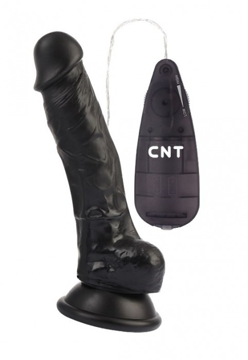 Черный вибратор-реалистик Super Realistic Vibrating Dildo - 18,5 см. - CNT