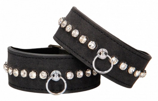 Черные поножи Diamond Studded Ankle Cuffs - Shots Media BV - купить с доставкой в Нижнем Новгороде