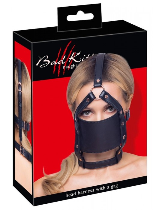 Черный намордник с кляпом-шаром Head Harness With A Gag - Orion - купить с доставкой в Нижнем Новгороде