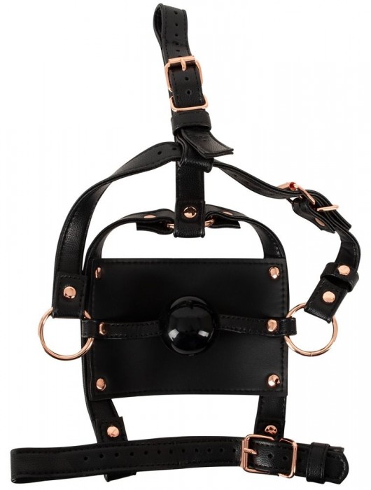 Черный намордник с кляпом-шаром Head Harness With A Gag - Orion - купить с доставкой в Нижнем Новгороде