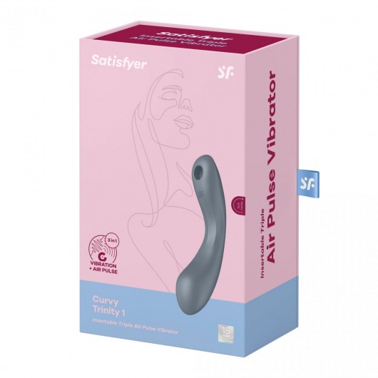Серый вибромассажер с вакуумной стимуляцией Curvy Trinity 1 - Satisfyer