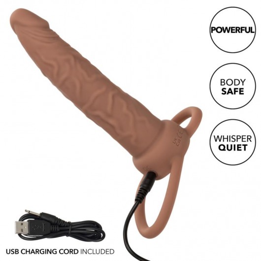 Коричневая перезаряжаемая вибронасадка для двойного проникновения Rechargeable Dual Penetrator - California Exotic Novelties - купить с доставкой в Нижнем Новгороде