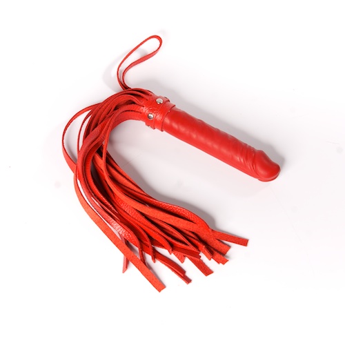 Красная плеть  Ракета А  с рукоятью из латекса и хвостами из кожи - 50 см. - Sitabella - купить с доставкой в Нижнем Новгороде