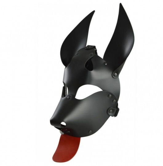 Черная кожаная маска  Дог  с красным языком - Sitabella - купить с доставкой в Нижнем Новгороде