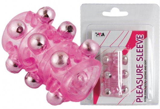 Розовая насадка c шариками Pleasure Sleeve - Toyfa Basic - в Нижнем Новгороде купить с доставкой