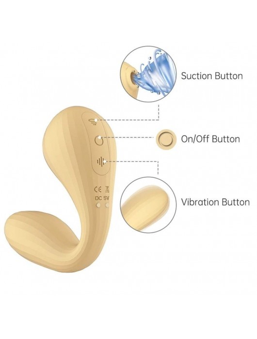 Желтый вибратор Magic Motion Bobi с вакуумной стимуляцией - Magic Motion