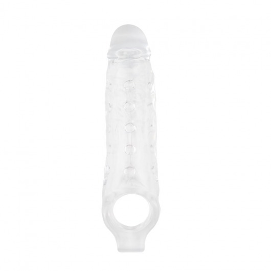 Прозрачная насадка на пенис с подхватом Mighty Sleeve With Ball Loop - 22 см. - Chisa - в Нижнем Новгороде купить с доставкой