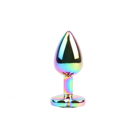 Радужная металлическая пробка Rainbow Heart Butt Plug - 7,1 см. - Chisa