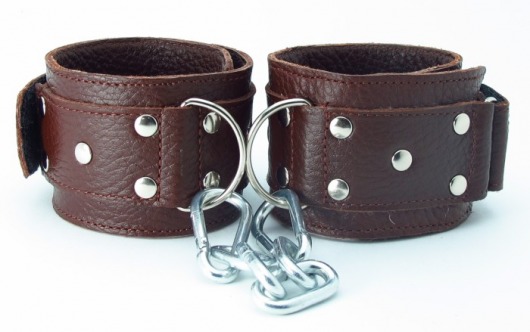 Коричневые кожаные наручники - БДСМ Арсенал - купить с доставкой в Нижнем Новгороде
