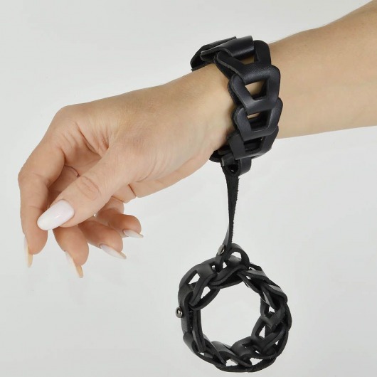 Черные кожаные наручники  Клеопатра - Sitabella - купить с доставкой в Нижнем Новгороде