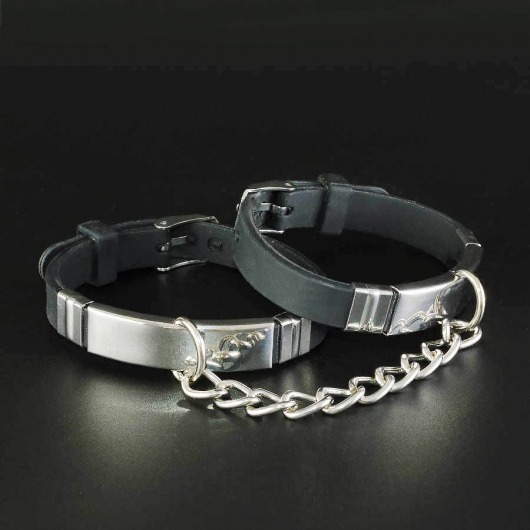 Черные силиконовые наручники с серебристой цепочкой - Sitabella - купить с доставкой в Нижнем Новгороде