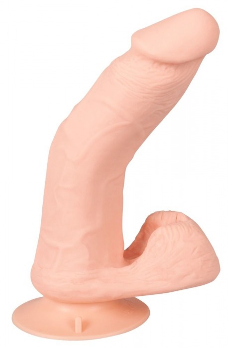 Телесный вибратор на присоске с пультом ДУ Bendable RC Vibrator with Balls - 20,8 см. - Orion
