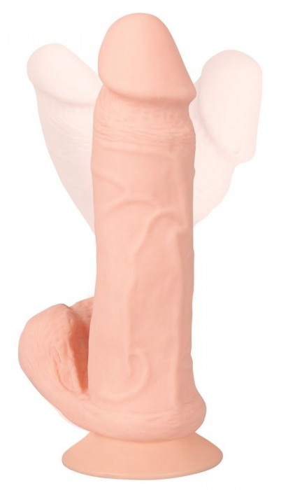 Телесный вибратор на присоске с пультом ДУ Bendable RC Vibrator with Balls - 20,8 см. - Orion